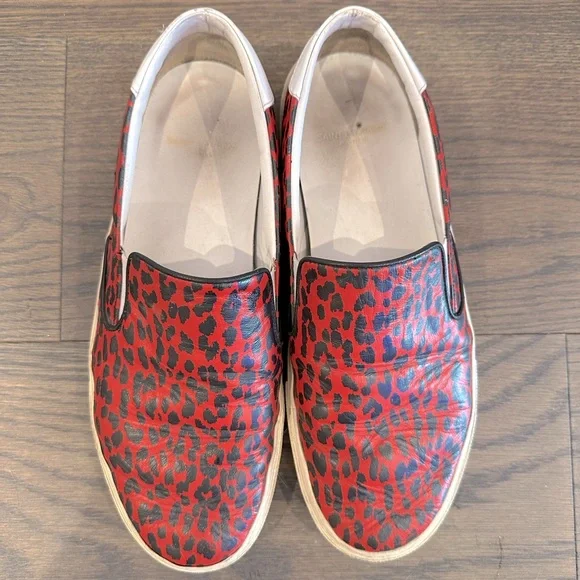 Shoes | Yves Saint Laurent Paris Red Black Slip On Sneakers  display picture 3